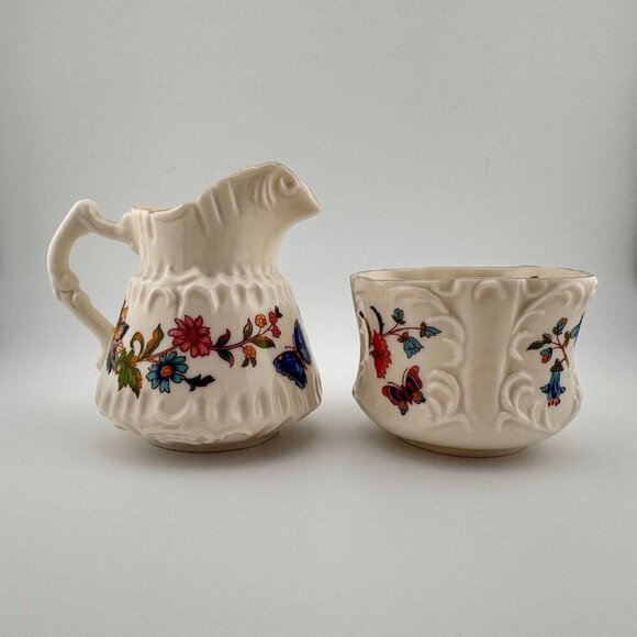 Vintage Aynsley Mini Creamer & Open Sugar Cottage Garden Fine English Bone China - Picture 3 of 15